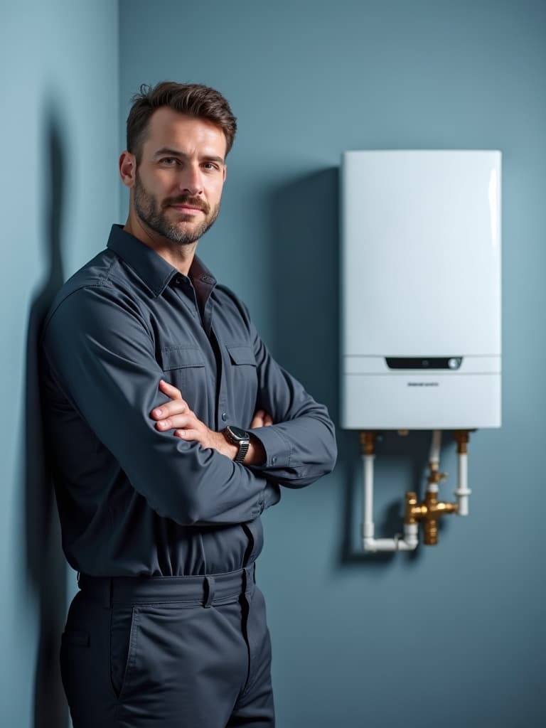 GWS Installateur bei der Wartung einer Gastherme
